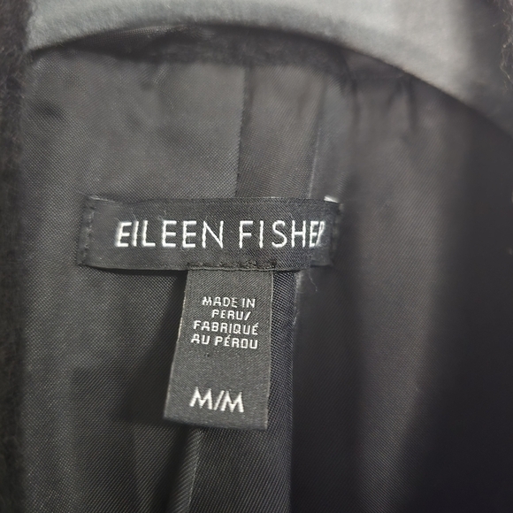 Eileen Fisher Sheared Texture Black Coat suri alpaca and wool blend pockets - Picture 9 of 12